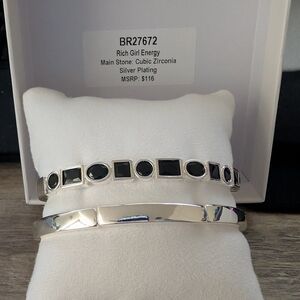 Rich Girl Energy Silver and Black Bracelet Set
